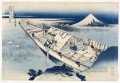 Vista de Fuji desde un barco en ushibori 1837 Katsushika Hokusai Ukiyoe